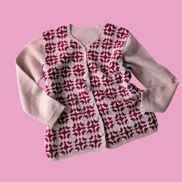 스퀘어 니트 가디건 크리스마스 귀여운 구제 의류 레트로 y2k