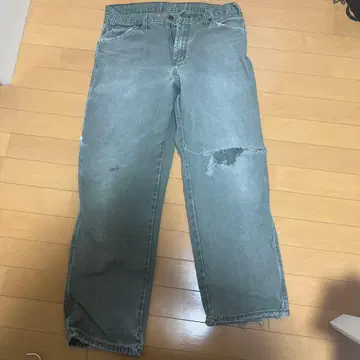 Dickies 데미지 가공 워크 팬츠 카키 W32