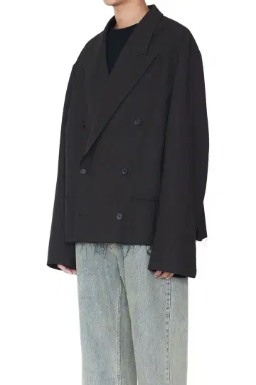 24AW 스트라이프 컷오프 더블 브레스트 자켓 브라운