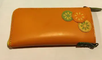 장지갑 지퍼 가죽 공예 천연 가죽 귤 오렌지