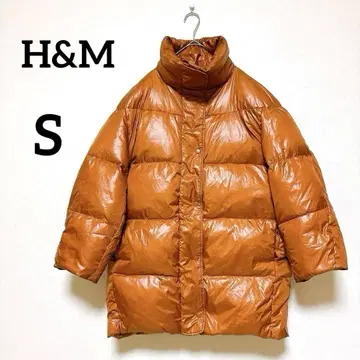 H&M 충전솜 롱 코트 155/88A S 상당 카멜 브라운