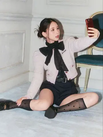 LILYBROWN x MARYQUANT 트위드 니트 가디건 릴리 브라운