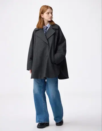 GU 코지 멜톤 케이프 코트 Z+E 다크 그레이 M 사이즈