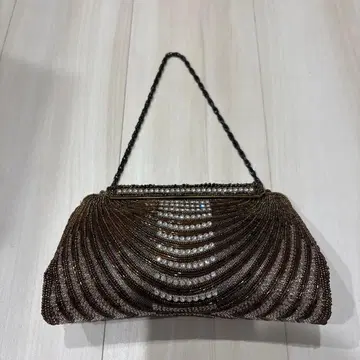 비즈 장식 브라운 파티 백 LUMY 고급 비즈