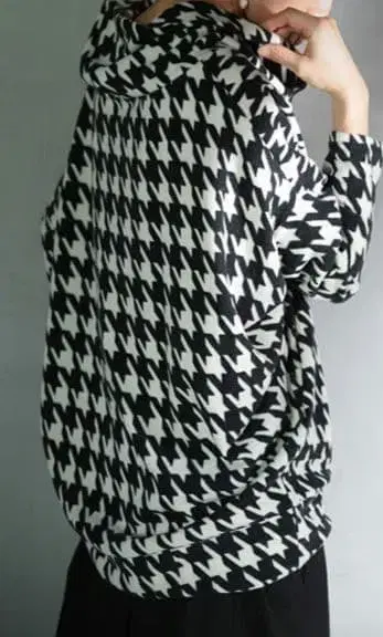 안티카 소프트 내추럴 하운드투스 체크 터틀 변형 상의