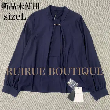 미사용 새상품 루일 에 부티크 네이비 보타이 긴팔 블라우스 L