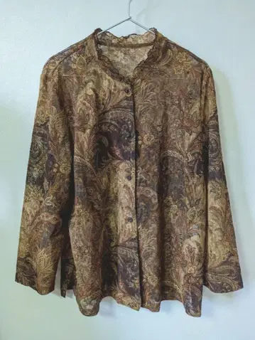 구제 빈티지 페이즐리 전체 레이스 셔츠 상의