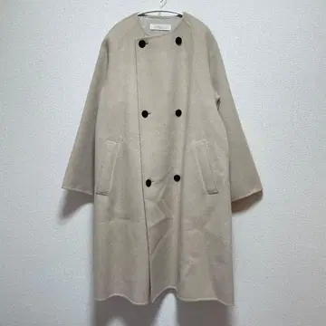새상품급 갤러리 바이 울 더블 페이스 칼라리스 트렌치코트 36