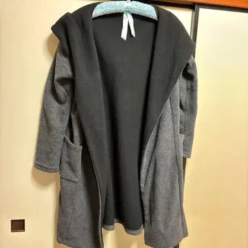 후드 부착 그레이 롱 가디건