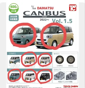 [ 5색 세트 ] 다이하츠 무브 캔버스 미니카 가챠 캡슐 토이