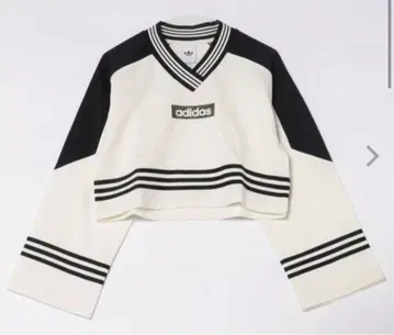 adidas 크롭 맨투맨 아이보리/블랙