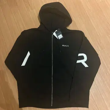 RVCA 블랙 풀 집업 후드티 L