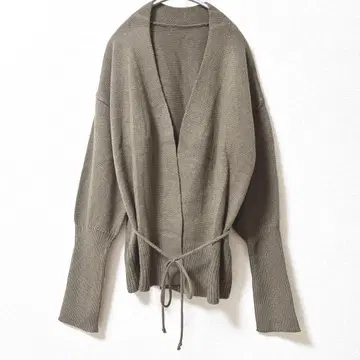 피프스 가디건 브라운 리본 포함 겉옷 심플 코튼 혼방