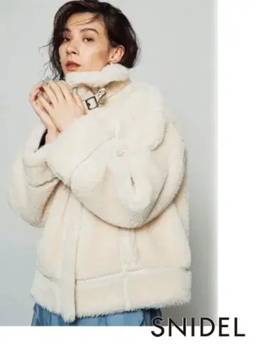 SNIDEL 에코 퍼 블루종 아이보리