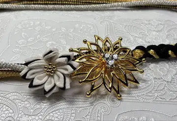 b-026 순수 실크 허리띠 후리소데 성인식 츠마미자이쿠 gold 꽃