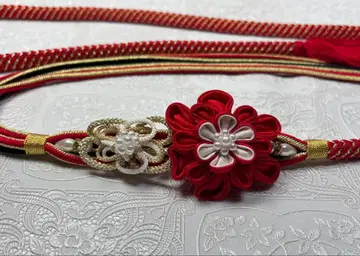 b-028 순수 실크 허리띠 후리소데 성인식 장식 매듭 츠마미세이카 꽃