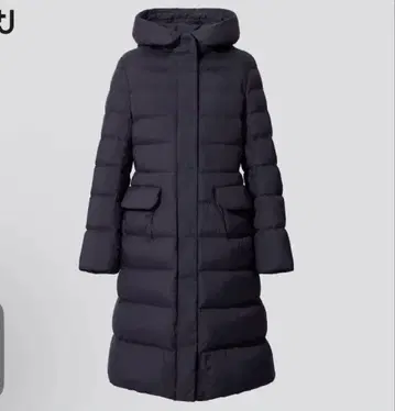 울트라 라이트 다운+J 후디드 코트 S 사이즈 네이비