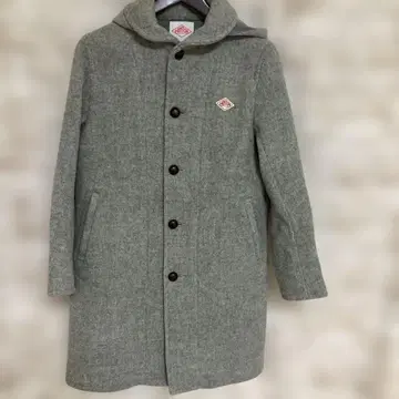 후드 부착 그레이 울 코트