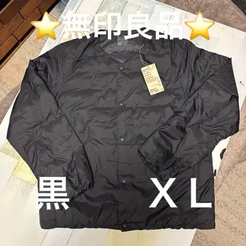 미사용 새상품 무인양품 경량 다운 노카라 자켓 XL 블랙