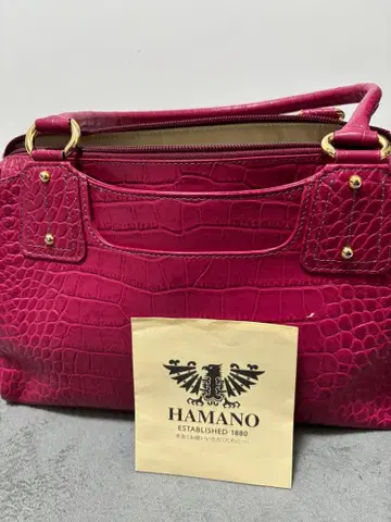 HAMANO 핑크 크로커다일풍 핸드백