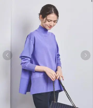 유나이티드 애로우즈 텐트 라인 하이넥 니트/퍼플