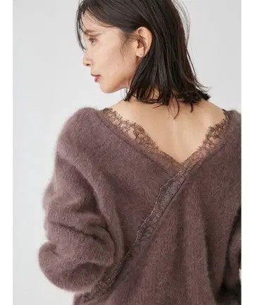 프레이 아이디 레이스 트리밍 라쿤 니트 새상품급