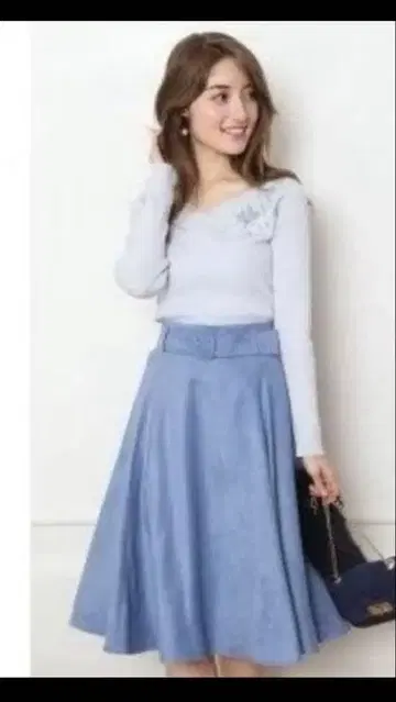 택 포함 아푸와이저 리셰 플레어 스커트 라이트 블루 사이즈 1