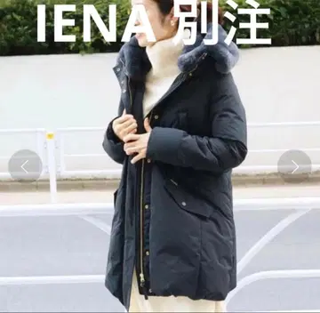 IENA 퍼 후드 다운 자켓 블랙