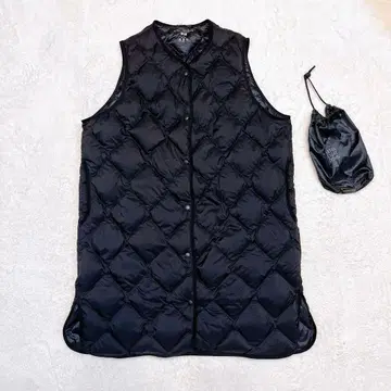 유니클로 UNIQLO 울트라 라이트 다운 롱 베스트 XL 수납 봉투 블랙