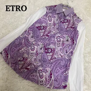 새상품급 ETRO 에트로 페이즐리 긴팔 셔츠 화이트 퍼플 38 M