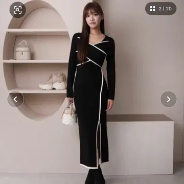 백리본 바이컬러 라인 원피스