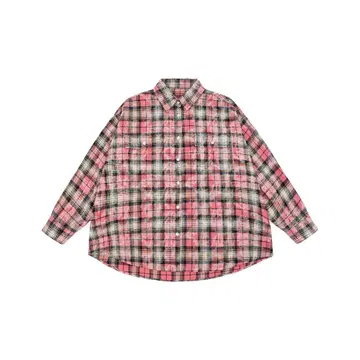 As if calie 핑크 계열 체크 무늬 플란넬 셔츠