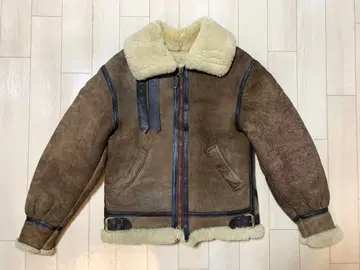 AVIREX B-3 플라이트 자켓 무스탕 보아 양가죽 가죽 브라운 34