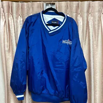 나일론 자켓 파랑 V넥 로고 자수