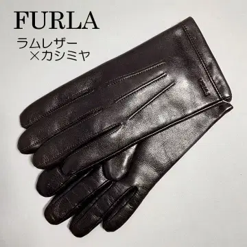 FURLA(훌라) 램 가죽 x 캐시미어 장갑 남성용 브라운