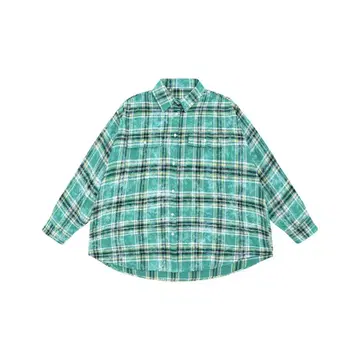 As if calie 그린 계열 체크 무늬 플란넬 셔츠