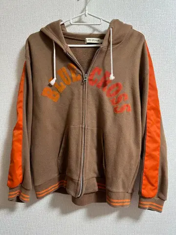 블루 크로스 집업 후드티 브라운/오렌지 지퍼 후드티