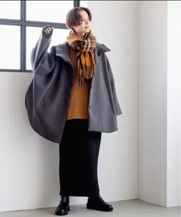 LEPSIM 울리 스탠드 판초 코트