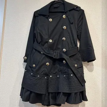 [ snarl extra ] 블랙 더블 브레스트 2way 타입 트렌치코트