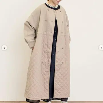 사만사 모스모스 멜톤 절개 퀼팅 코트 베이지