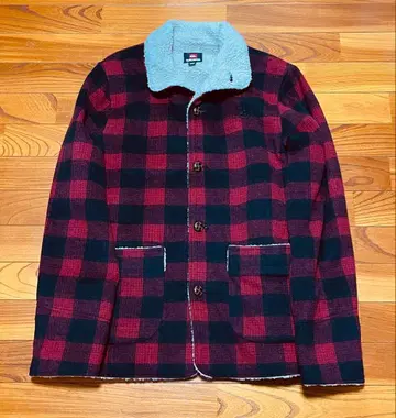 [ 새상품급 ] 퀵실버 보아 자켓 울 아우터 체크 빨검 M