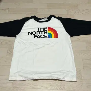 THE NORTH FACE 레인보우 로고 7부 소매 티셔츠
