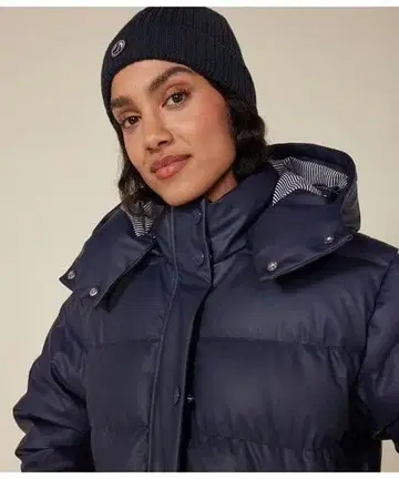 네이비 다운 자켓 스트라이프 안감