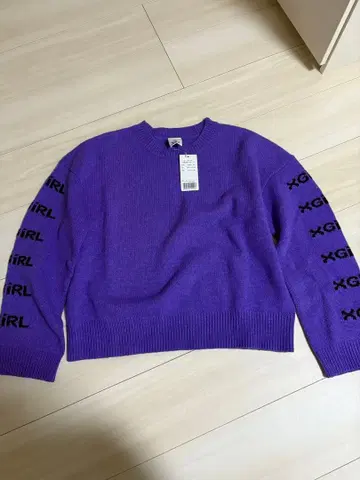 x-girl 퍼플 니트 스웨터 원사이즈