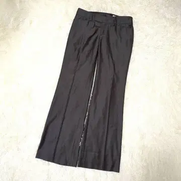 쿠미쿄쿠 슬림 레그 테이퍼드 팬츠 (M) 스트레이트 울 블랙 맥시 길이