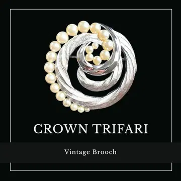 레어 컬러 CROWN TRIFARI 트리파리움과 펄의 소용돌이 브로치