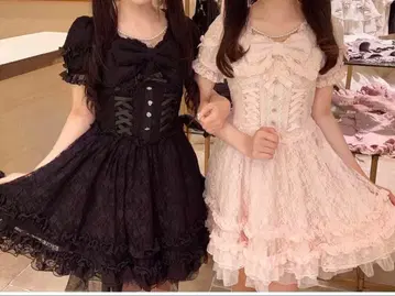 더블 레이스업 리본 원피스