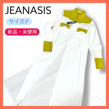 [ 미사용 새상품 ] JEANASIS 롱 셔츠 원피스 바이컬러 F 새상품