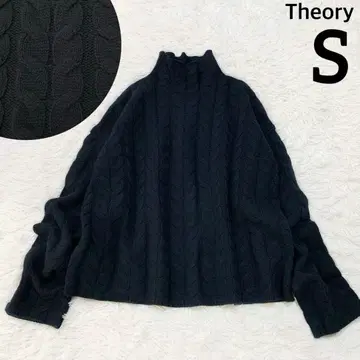 띠어리 울 100% 터틀넥 케이블 니트 블랙