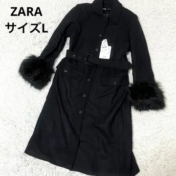ZARA 만테코 사이즈 L 큰 택 포함 새상품 퍼 롱 코트 벨트 포함